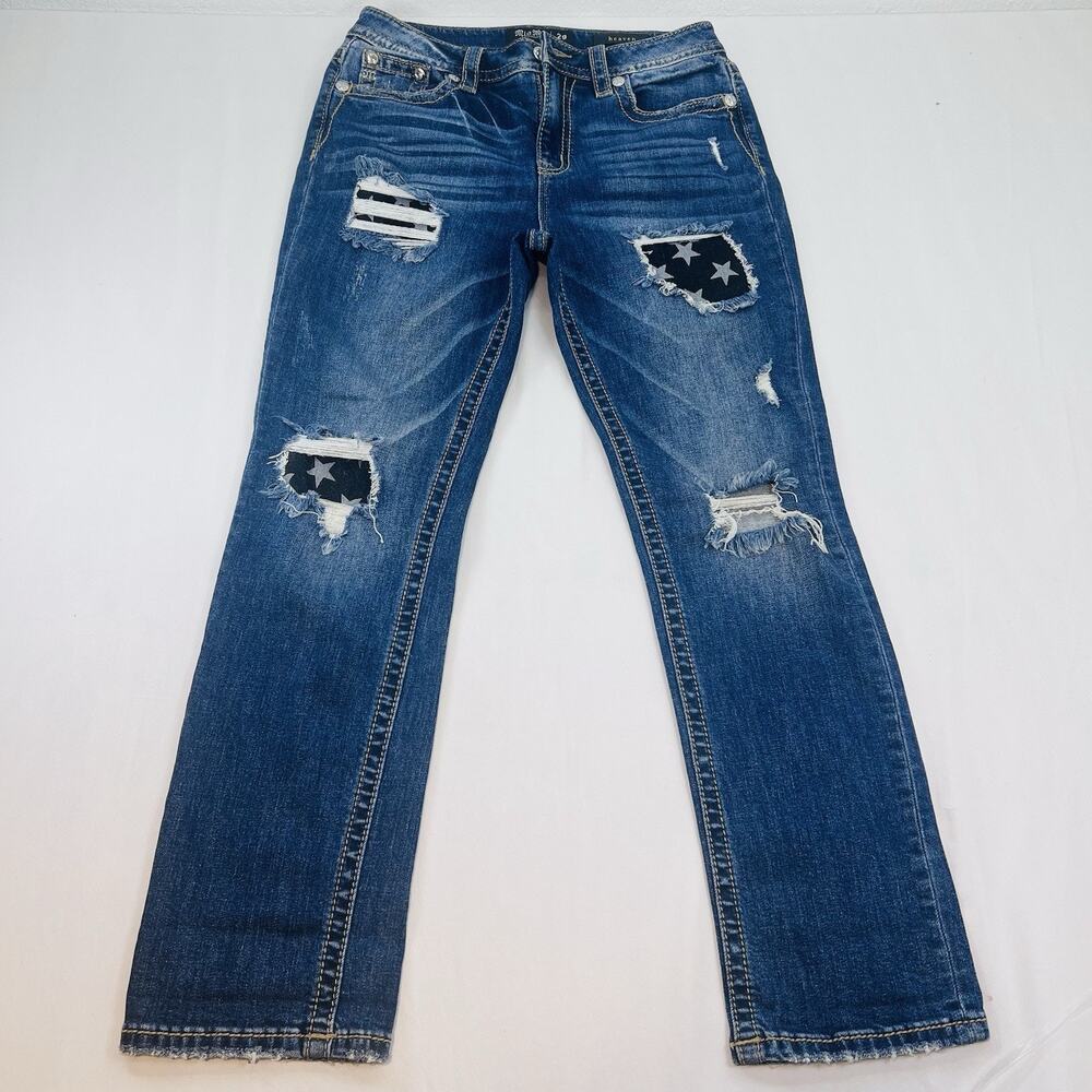 Miss Me Jeans Womens 29 Denim Bootcut Rhinestone Distressed Preppy Y2K